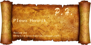 Plevo Henrik névjegykártya